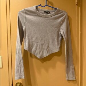 Forever 21 Light Gray Long Sleeve Crop Top